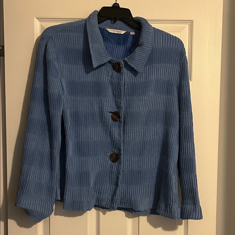 Women’s Vintage Erin London textured ridged quilted boho size L blue shacket Y2K